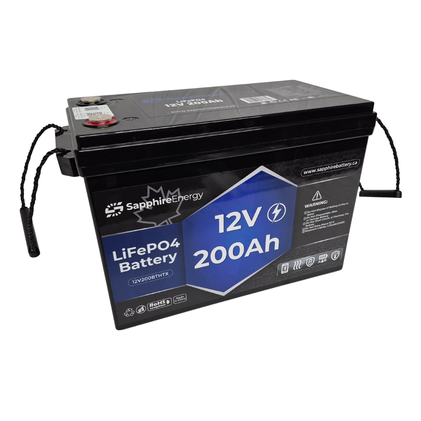 12V 200Ah Lithium Battery with Self Heating and Bluetooth 5.0 Front View