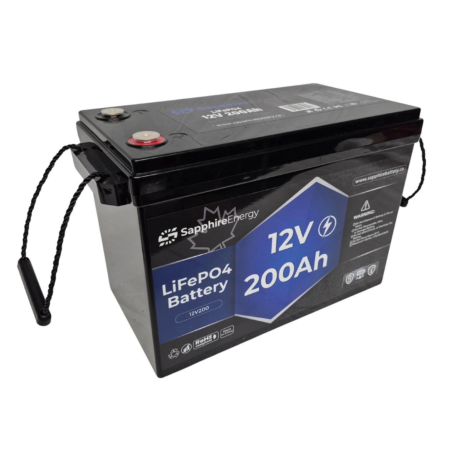 12V 200Ah Lithium Battery LiFePO4 100A Output 2560Wh with easy carry handles