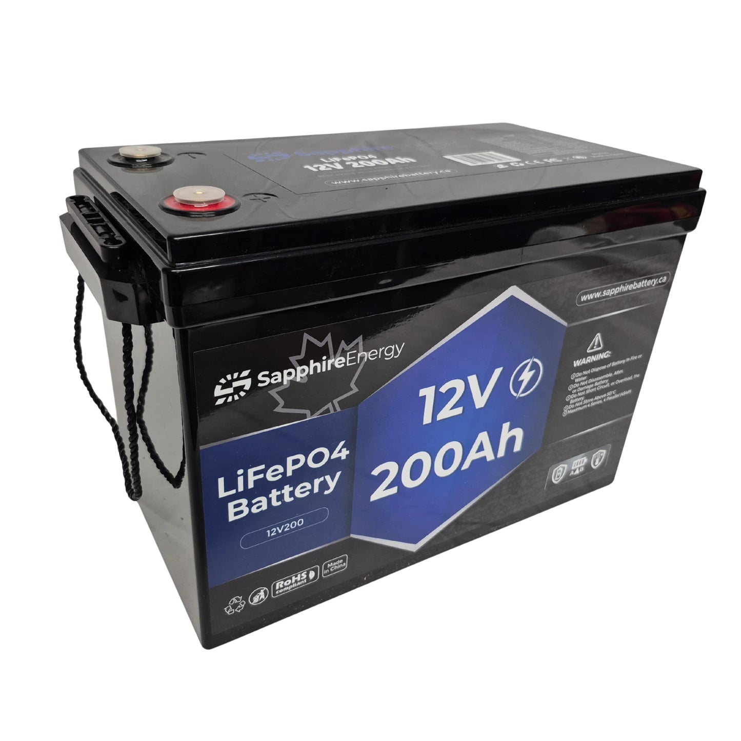 12V 200Ah Lithium Battery LiFePO4 100A Output 2560Wh with easy carry handles