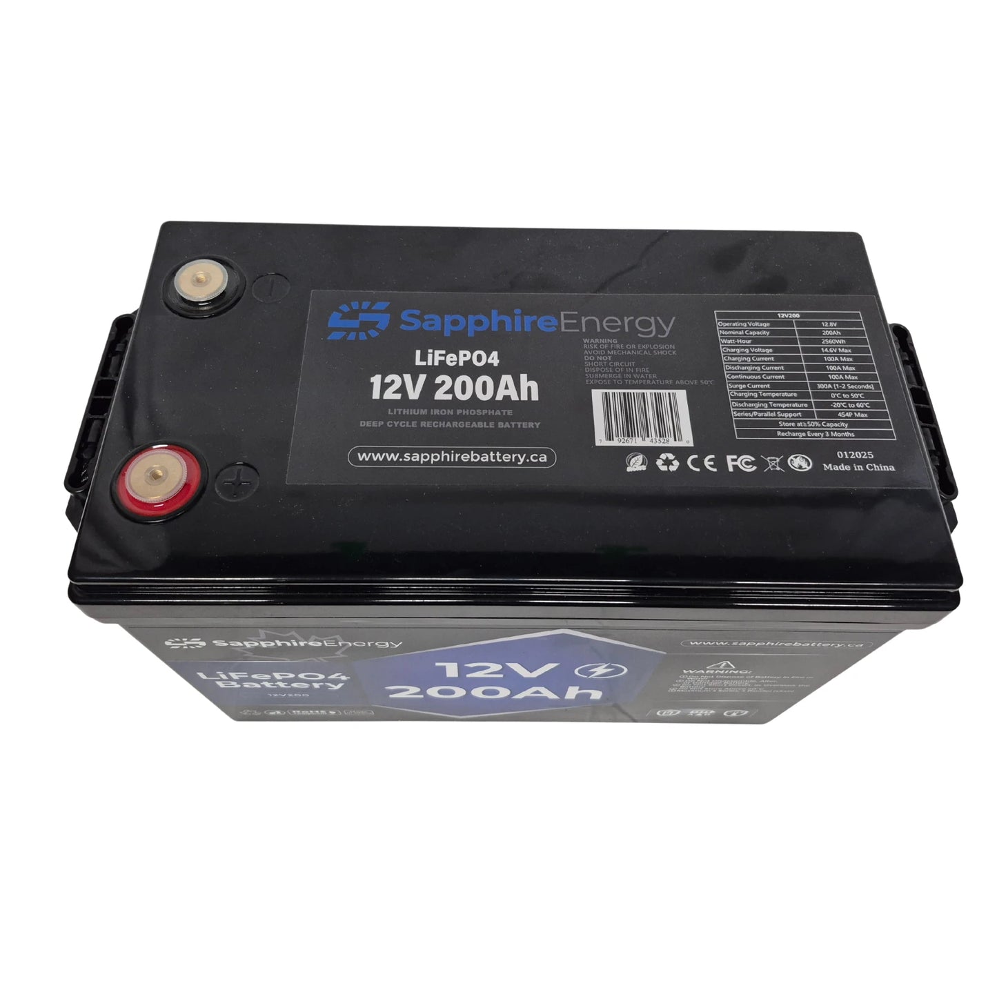 12V 200Ah Lithium Battery LiFePO4 100A Output 2560Wh