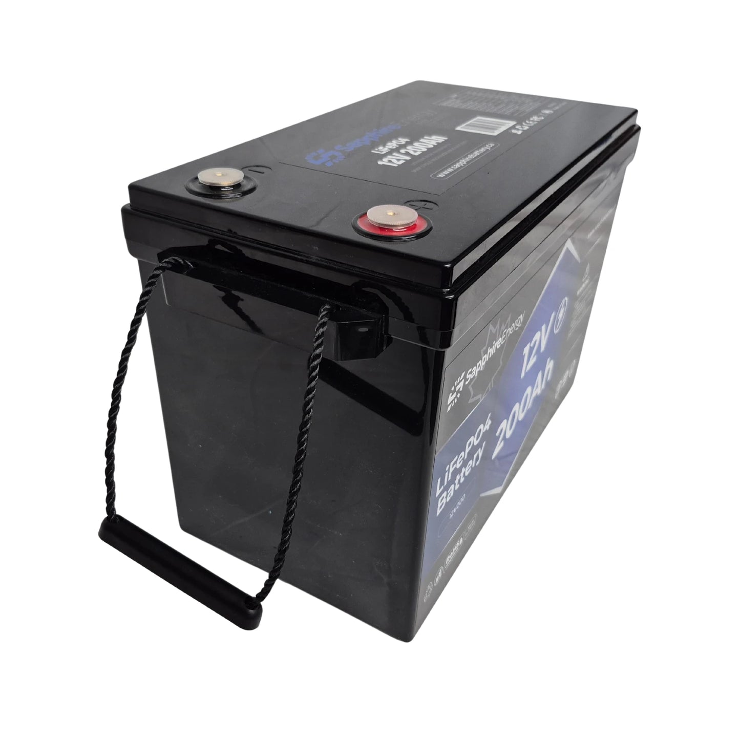 12V 200Ah Lithium Battery LiFePO4 100A Output 2560Wh with easy carry handles