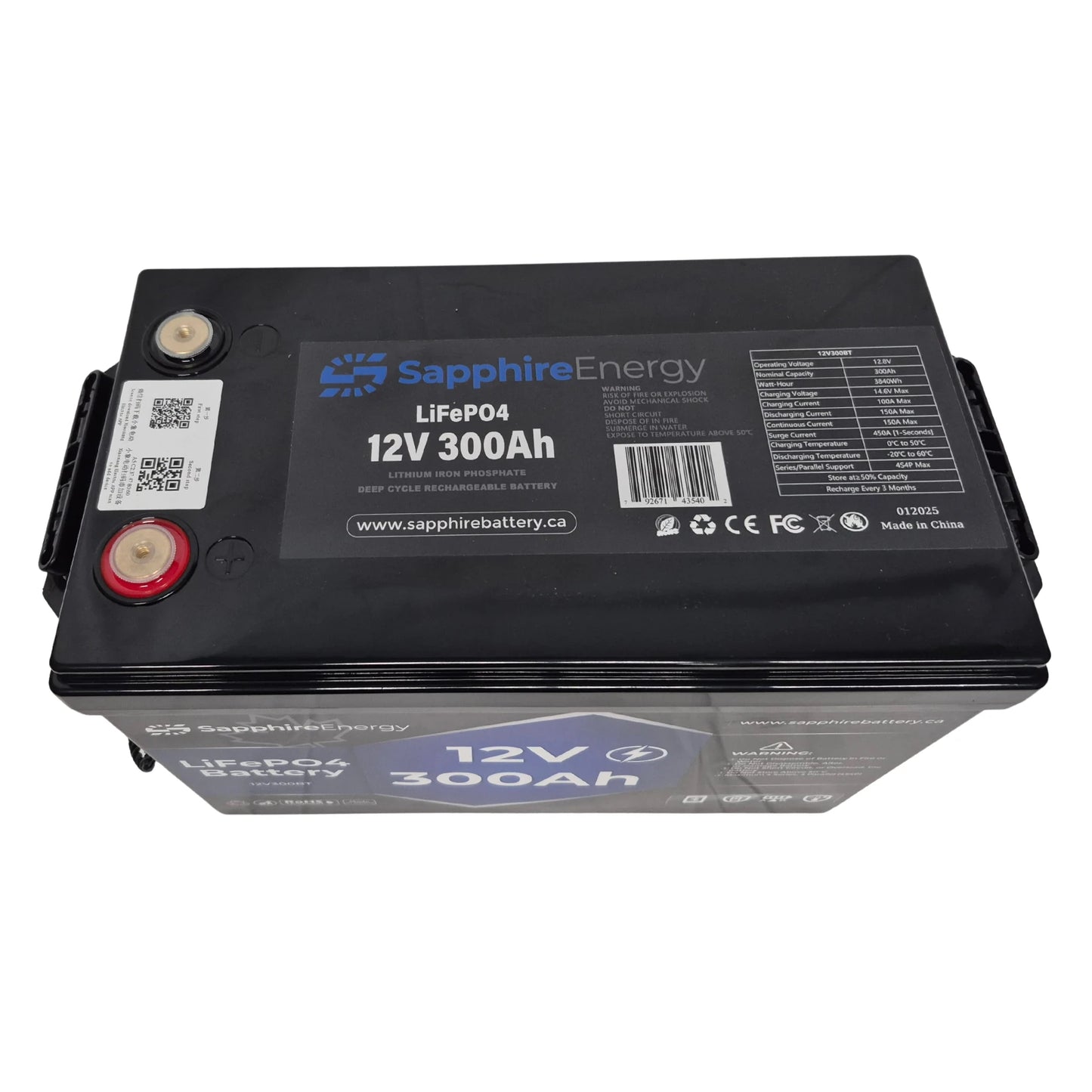 12V 300Ah Bluetooth 5.0 LiFePO4 Battery
