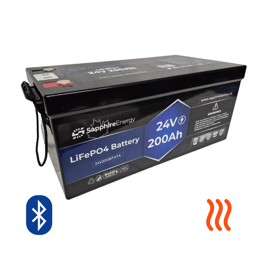 24V 200Ah Self Heating LiFePO4 Battery w/ Bluetooth 5.0 & High Output BMS