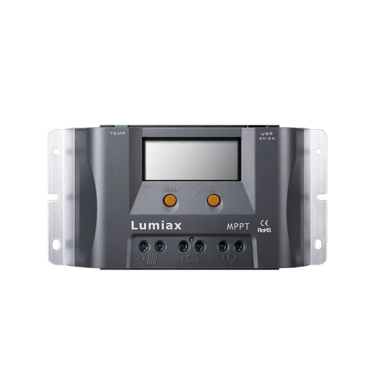 Lumiax 15A MPPT solar controller on a white background
