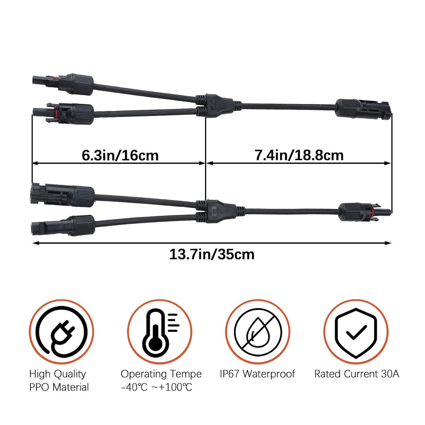 MC4 Solar Splitter Cables 30A