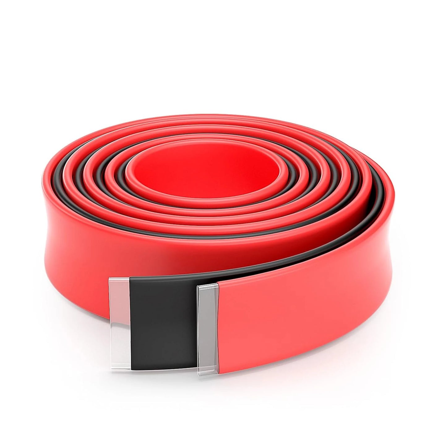 red and black heat shrink coiled up on a white background