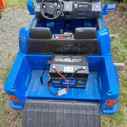 Power Wheels truck with a Sapphire Lithium Battery Upgrade Installed