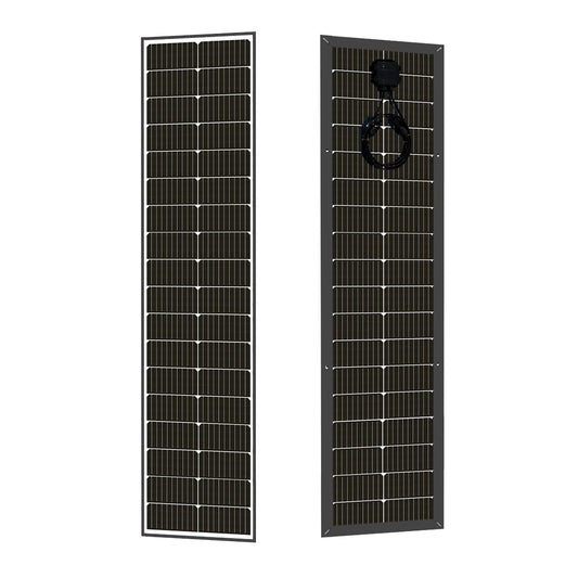 Two Lumera solar panels side by side on a white background