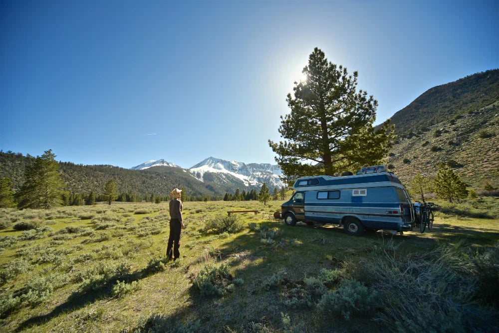 RV VAn in nature near the mountains 
