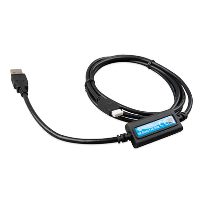 A black USB direct-to-USB adapter cable with a blue and white label on the connector housing, shown on a plain white background.