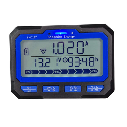 Smart battery monitor BM02 LCD Front View | Sapphire Energy