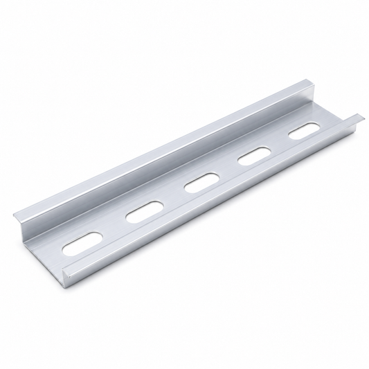 Aluminum DIN rail render on a white background