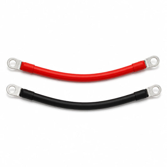 2/0 AWG 70mm² red and black battery cables with ring terminals