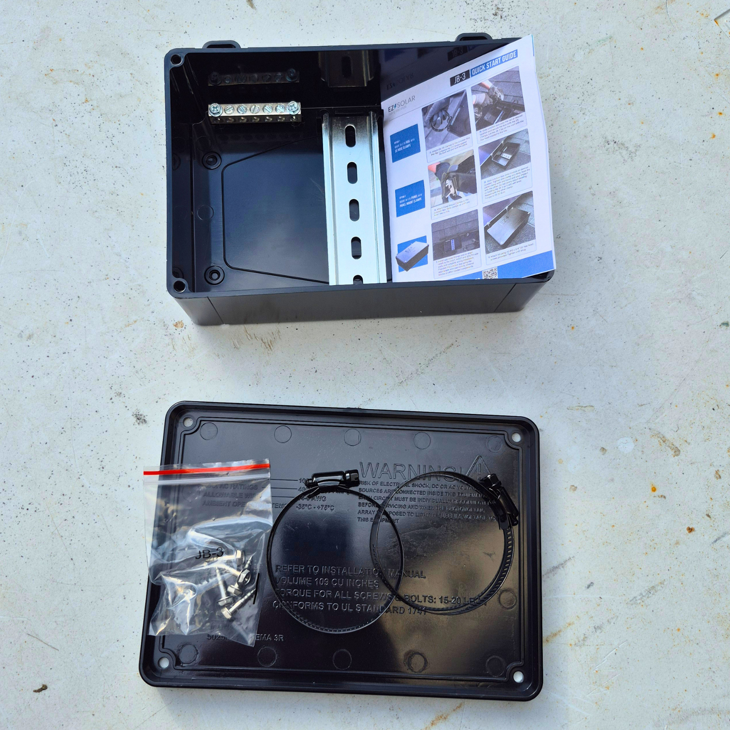 EZ Solar JB-3 Rooftop PV Junction Box, Rail Mount