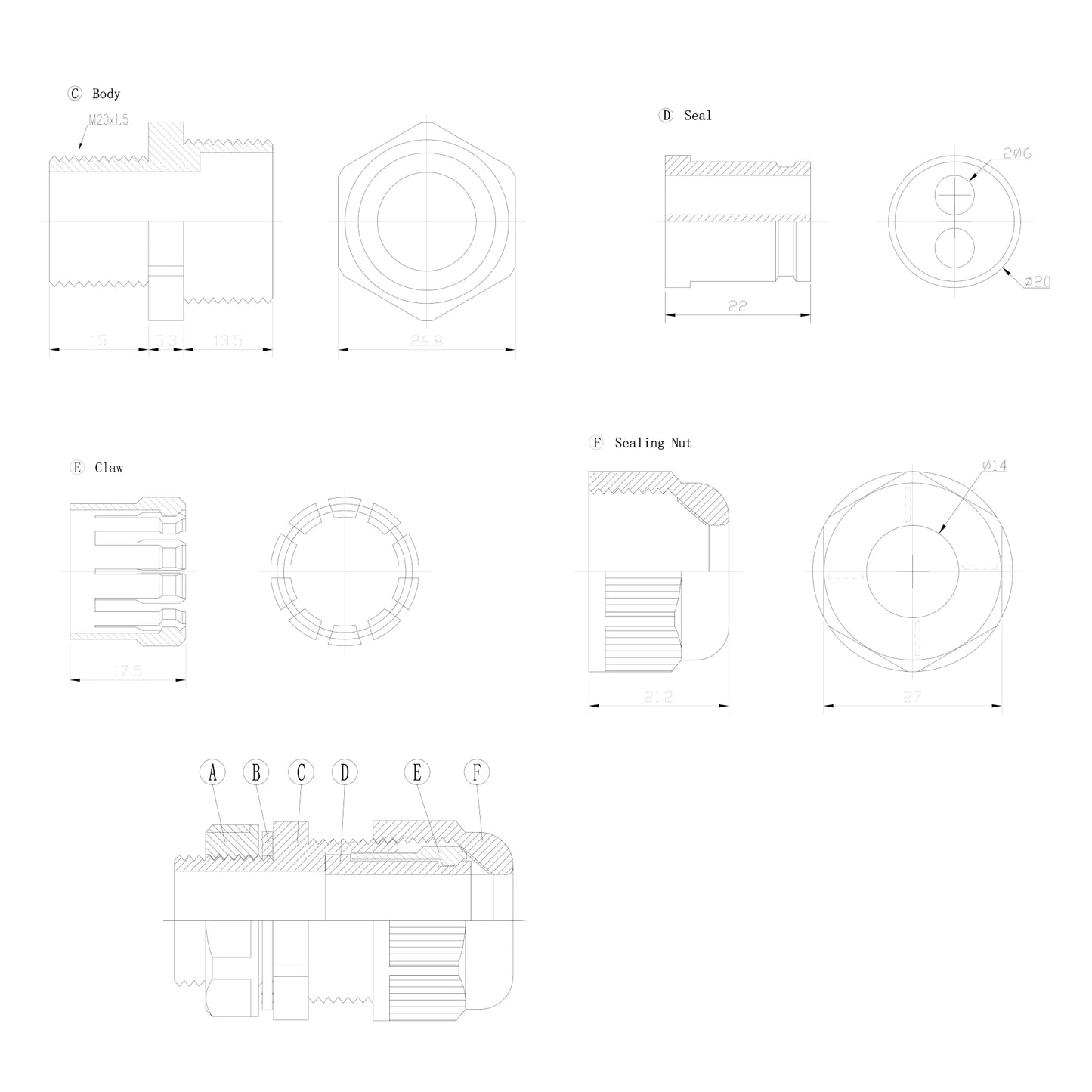 2 Hole Sealing Gland M20