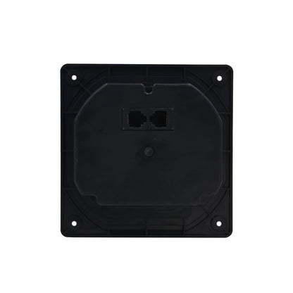 Black square wall plate with two holes on a white background