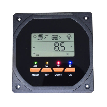 Digital display panel with buttons on a white background