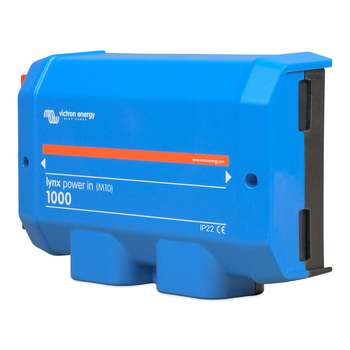 Victron Lynx Power In M10 1000A busbar LYN020102010 on a white background with it's blue cover on