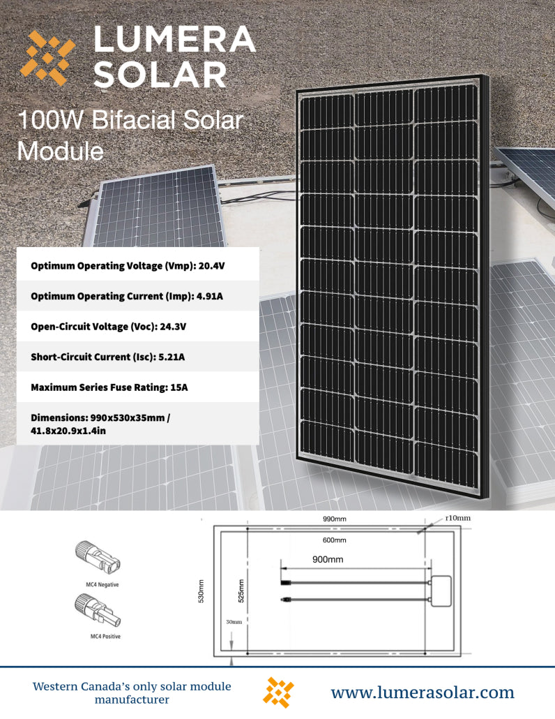 100 Watt Bifacial Solar Panel