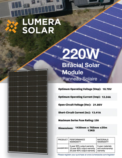220W Bifacial Solar Panel LS220BI