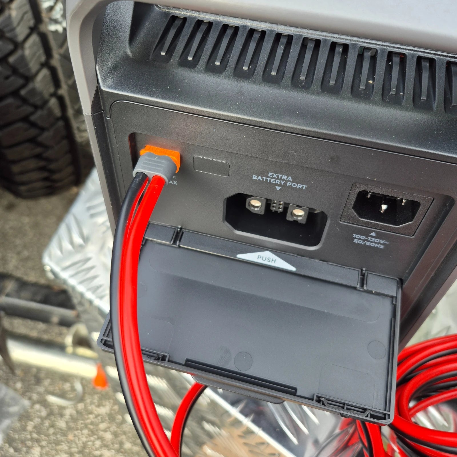 Ecoflow Delta 3 Portable power station being charged via XT60i adapter cable