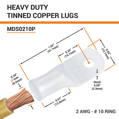 Tinned Copper Crimp Lugs – UL Listed, 600 VDC