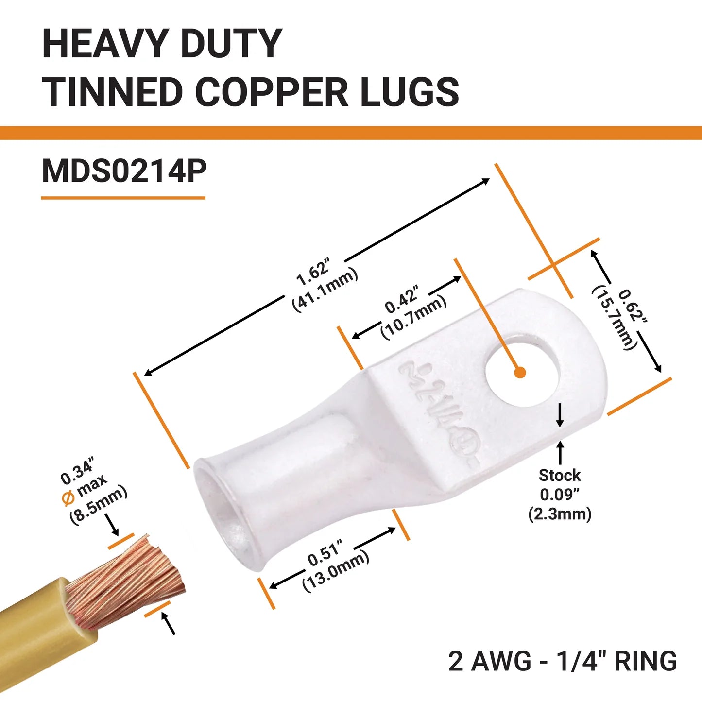 Tinned Copper Crimp Lugs – UL Listed, 600 VDC