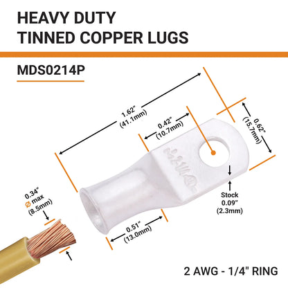 Tinned Copper Crimp Lugs – UL Listed, 600 VDC