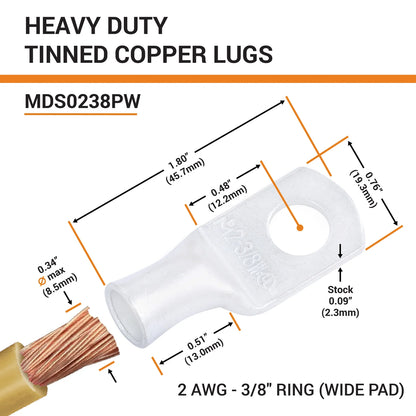 Tinned Copper Crimp Lugs – UL Listed, 600 VDC