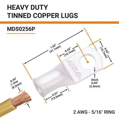 Tinned Copper Crimp Lugs – UL Listed, 600 VDC