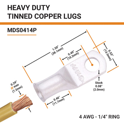Tinned Copper Crimp Lugs – UL Listed, 600 VDC
