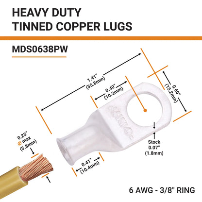 Tinned Copper Crimp Lugs – UL Listed, 600 VDC
