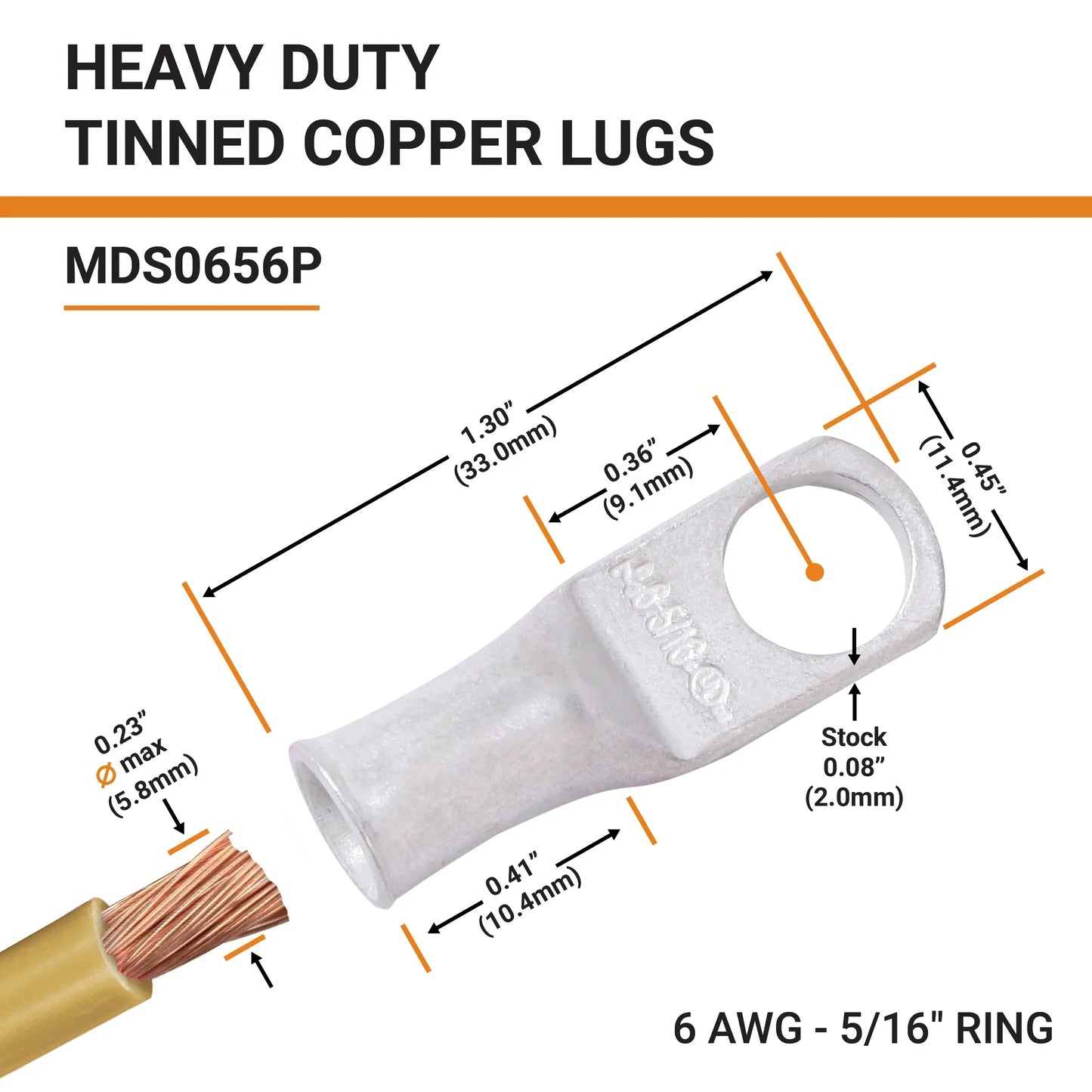 Tinned Copper Crimp Lugs – UL Listed, 600 VDC