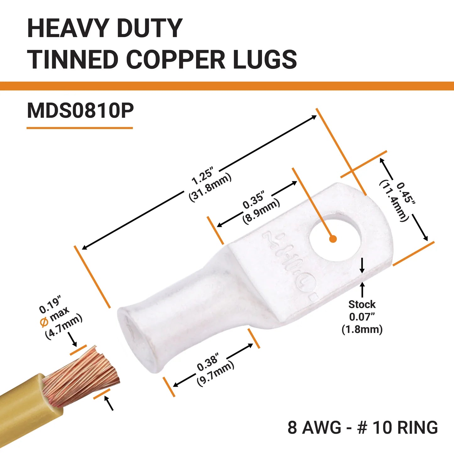 Tinned Copper Crimp Lugs – UL Listed, 600 VDC