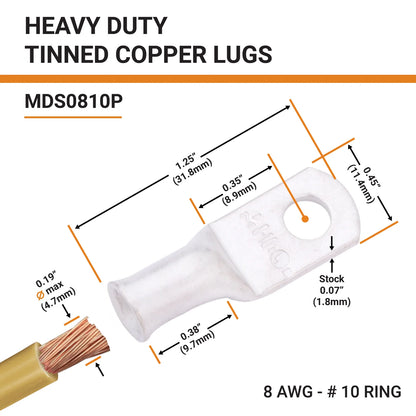 Tinned Copper Crimp Lugs – UL Listed, 600 VDC