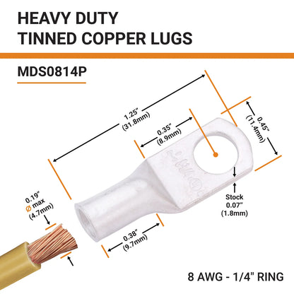Tinned Copper Crimp Lugs – UL Listed, 600 VDC