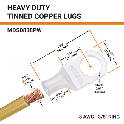 Tinned Copper Crimp Lugs – UL Listed, 600 VDC