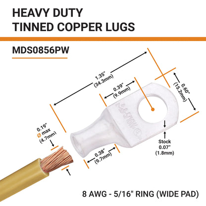 Tinned Copper Crimp Lugs – UL Listed, 600 VDC