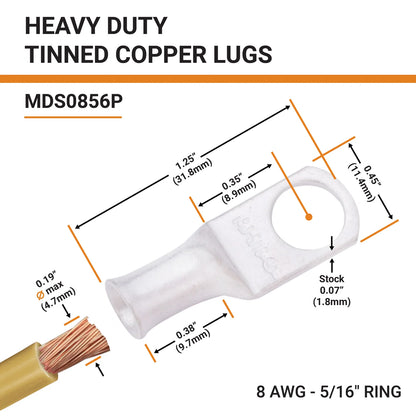 Tinned Copper Crimp Lugs – UL Listed, 600 VDC