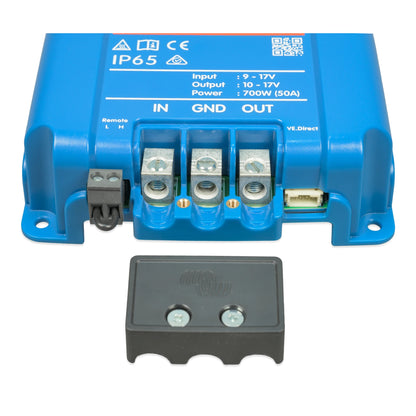 Victron 12-12 50A XS DC DC charger terminals shown on white background