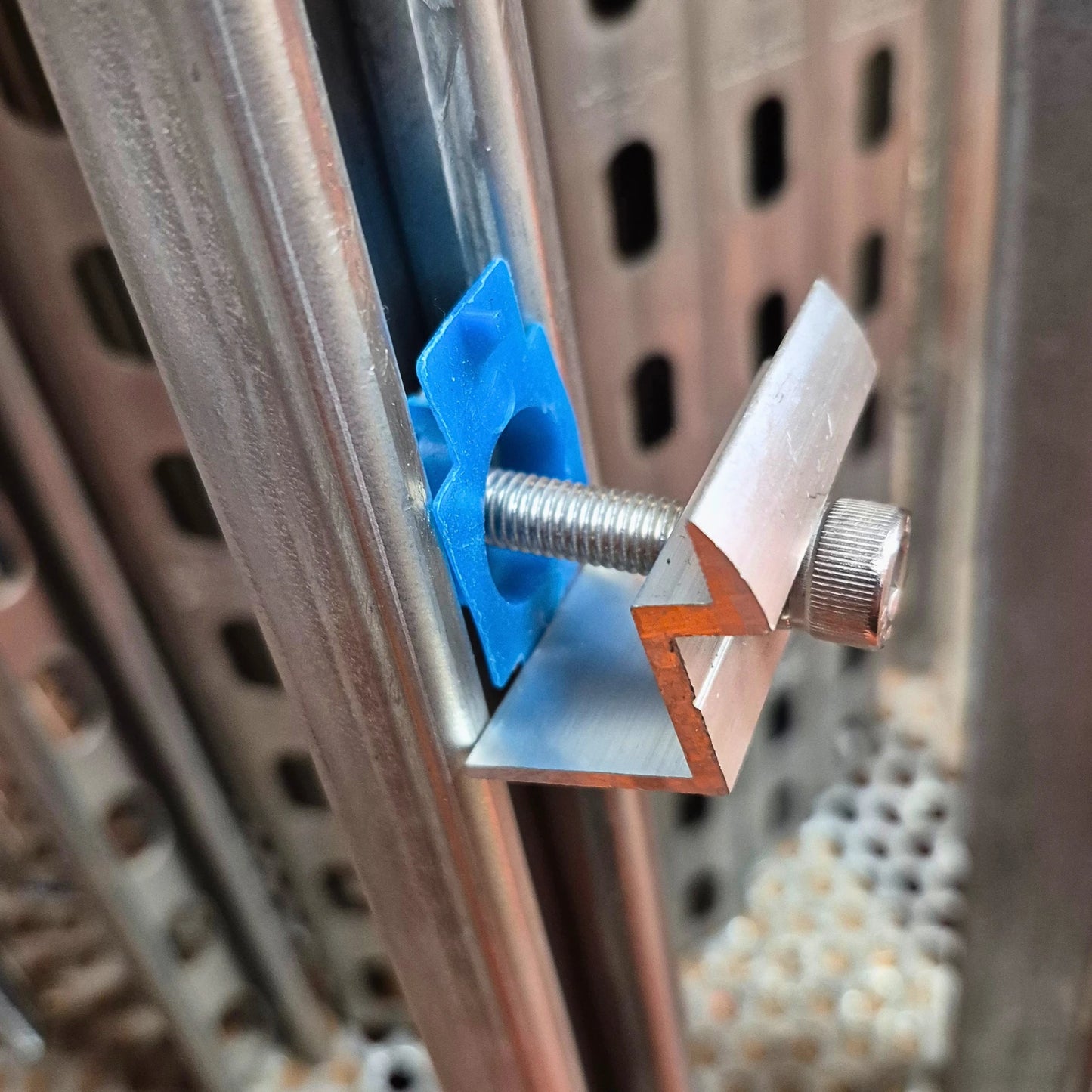 solar panel clamp on a metal channel