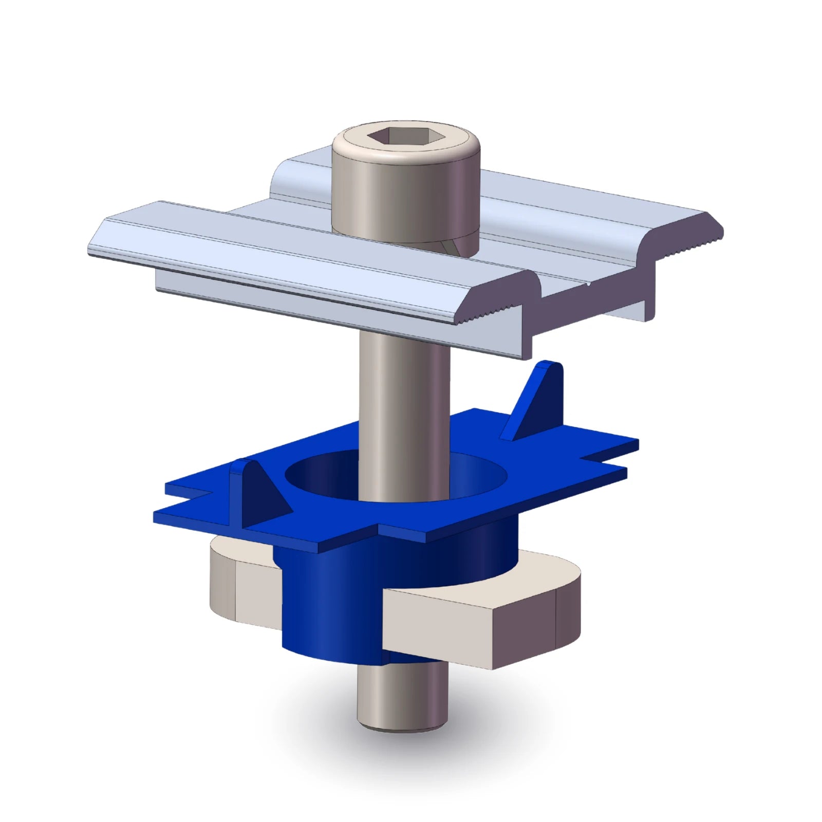 metal solar panel clamp on a white background