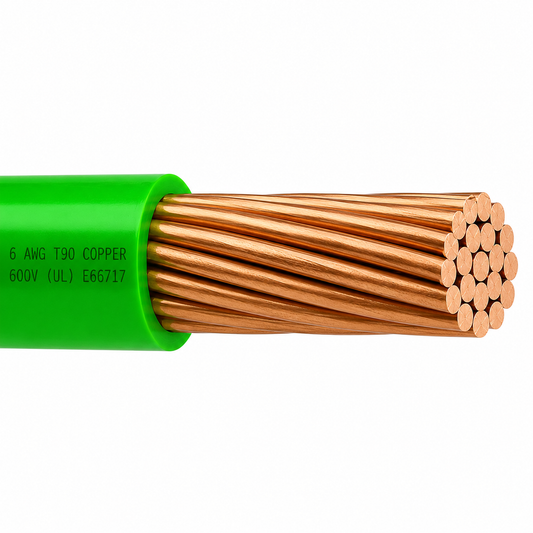 #6 AWG T90 Copper Grounding Wire – Green