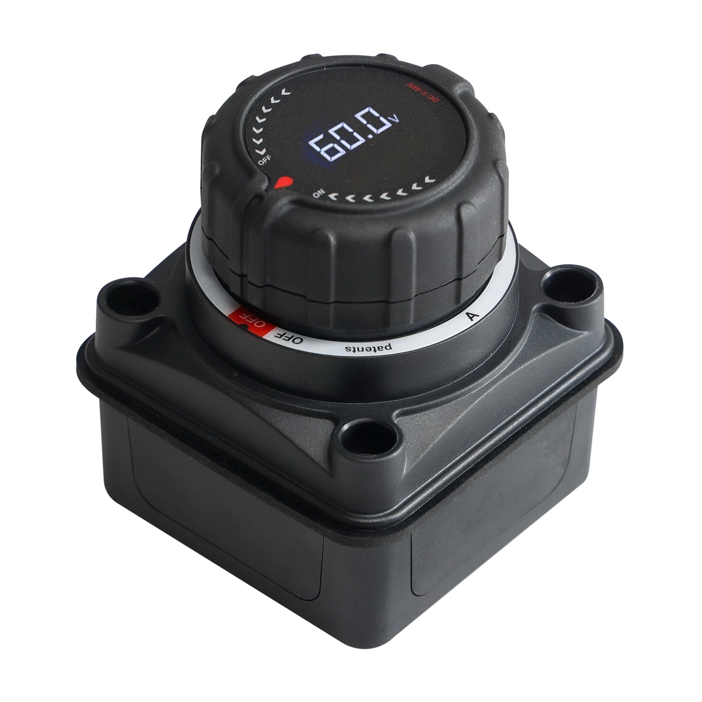 black battery disconnect switch with LED voltage display