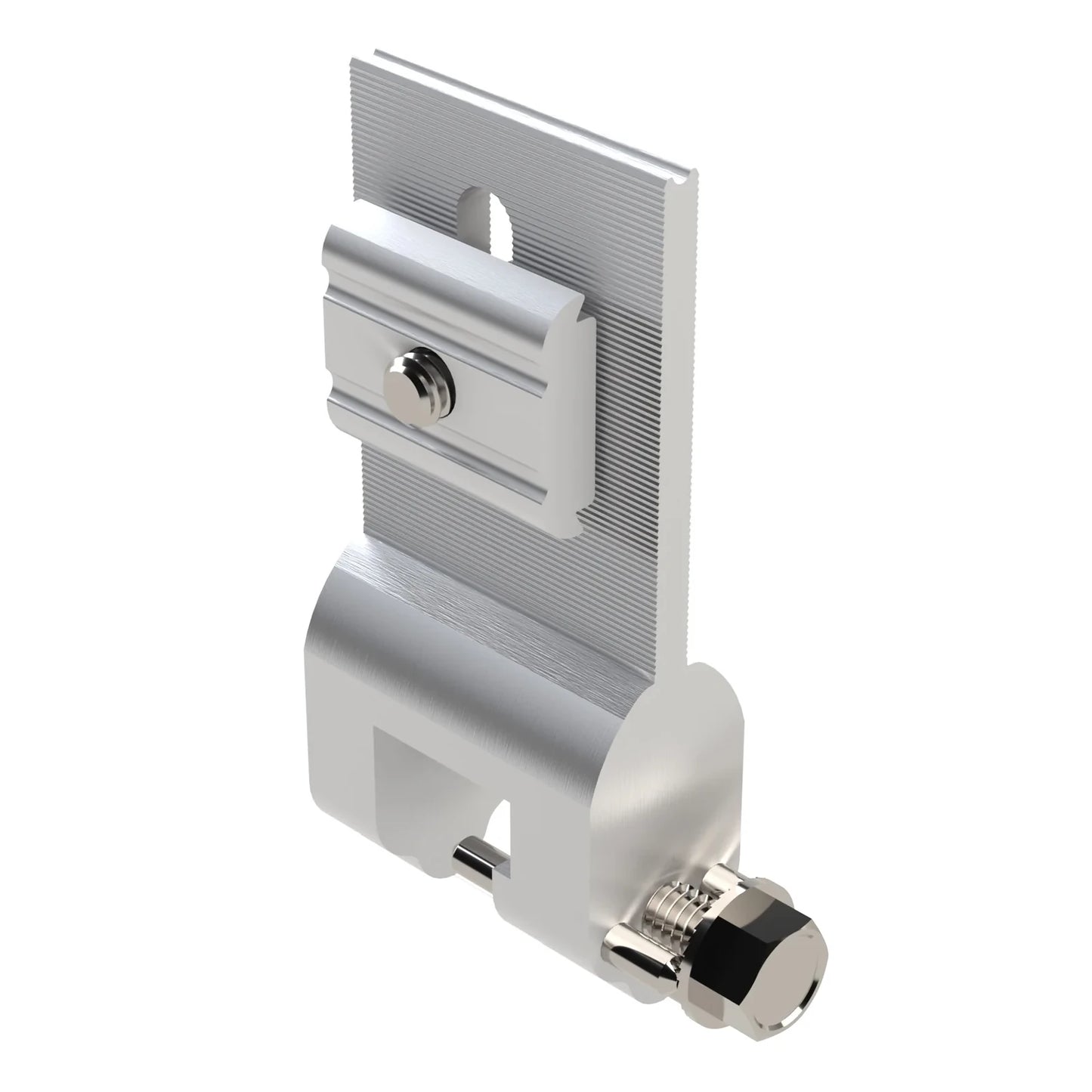Metallic door handle on a white background