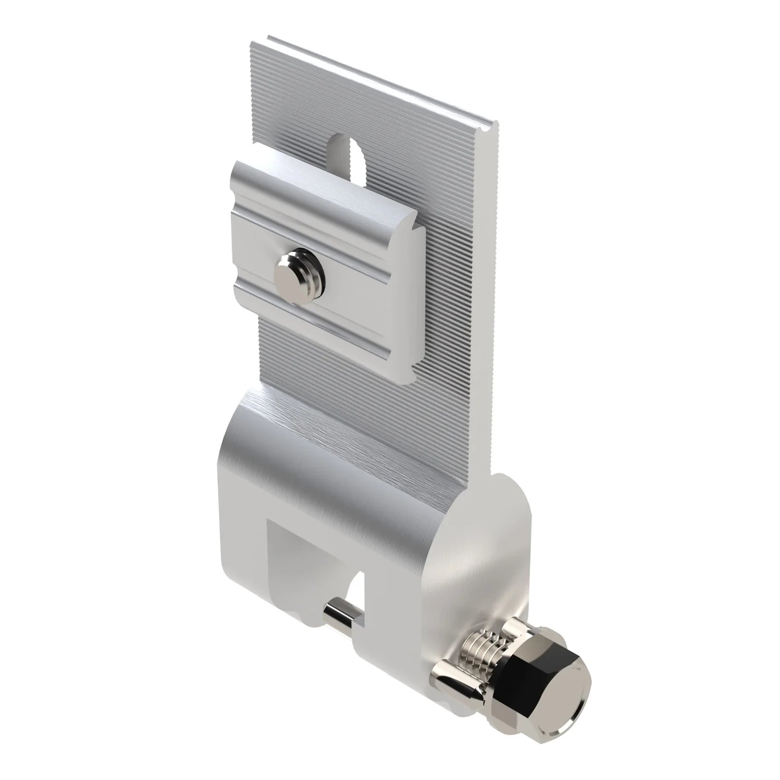 Metallic door handle on a white background
